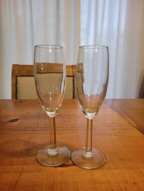 Set Of 2 Glass Champagne Flutes Mimosa Sparkling Wine Glasses Stemmed